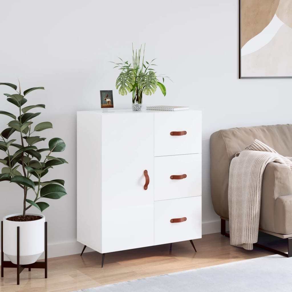 VidaXL Dressoir 69,5x34x90 cm bewerkt hout hoogglans wit