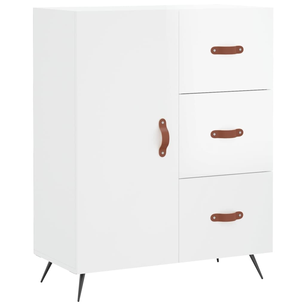 VidaXL Dressoir 69,5x34x90 cm bewerkt hout hoogglans wit