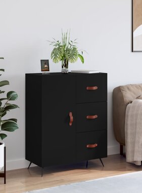 VidaXL Dressoir 69,5x34x90 cm bewerkt hout zwart