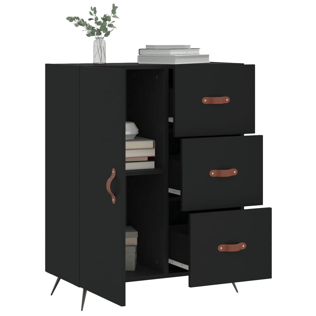 VidaXL Dressoir 69,5x34x90 cm bewerkt hout zwart