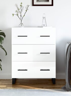 VidaXL Dressoir 69,5x34x90 cm bewerkt hout hoogglans wit