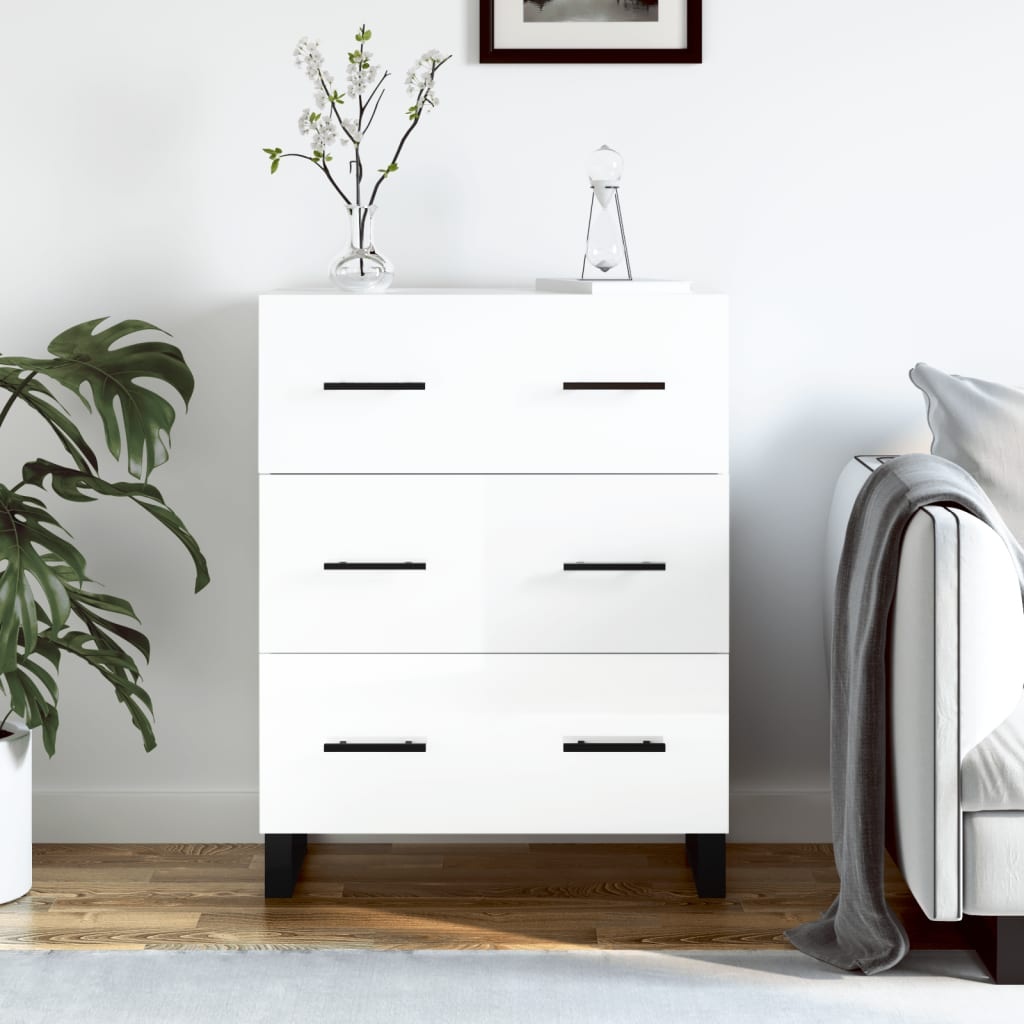 VidaXL Dressoir 69,5x34x90 cm bewerkt hout hoogglans wit