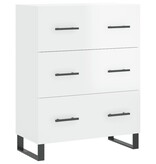 VidaXL Dressoir 69,5x34x90 cm bewerkt hout hoogglans wit