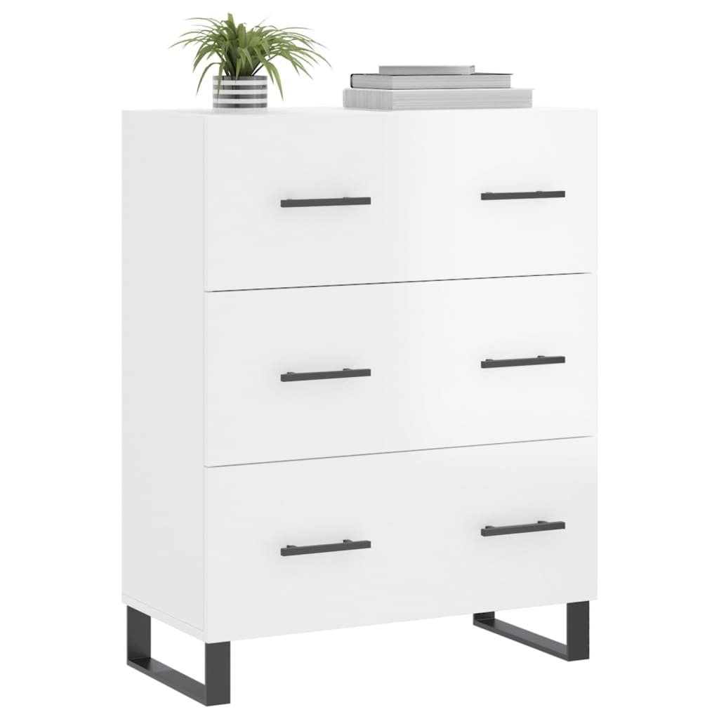 VidaXL Dressoir 69,5x34x90 cm bewerkt hout hoogglans wit