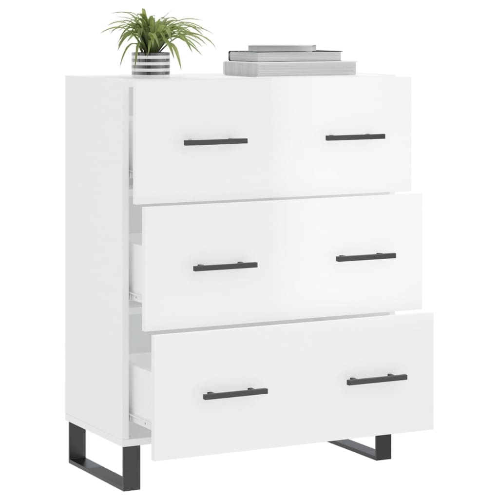 VidaXL Dressoir 69,5x34x90 cm bewerkt hout hoogglans wit