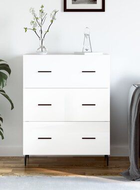 VidaXL Dressoir 69,5x34x90 cm bewerkt hout hoogglans wit
