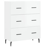 VidaXL Dressoir 69,5x34x90 cm bewerkt hout hoogglans wit