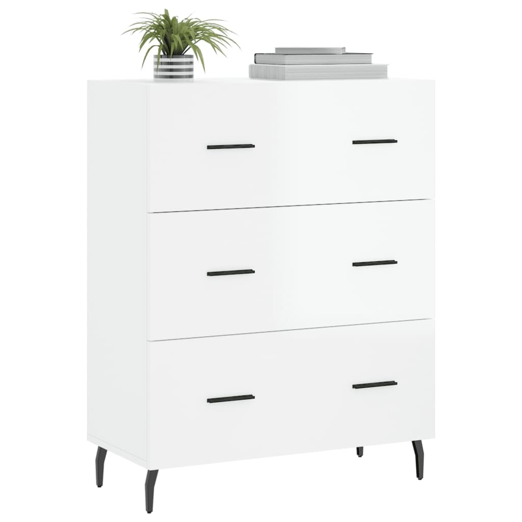 VidaXL Dressoir 69,5x34x90 cm bewerkt hout hoogglans wit