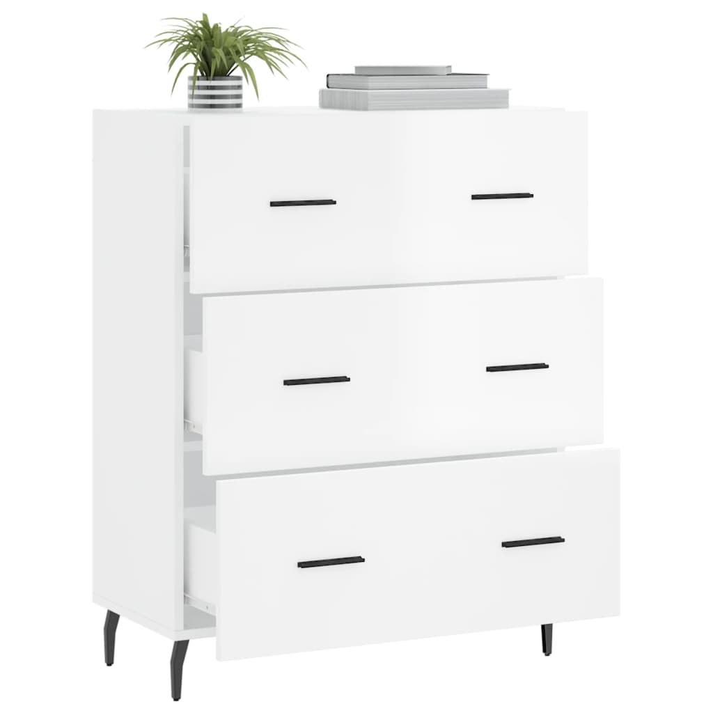 VidaXL Dressoir 69,5x34x90 cm bewerkt hout hoogglans wit