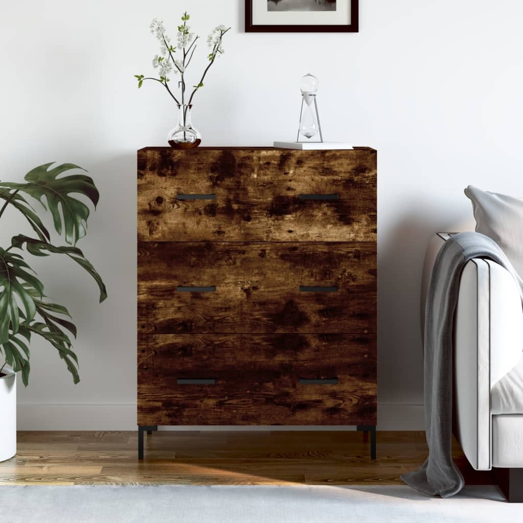 VidaXL Dressoir 69,5x34x90 cm bewerkt hout gerookt eikenkleurig