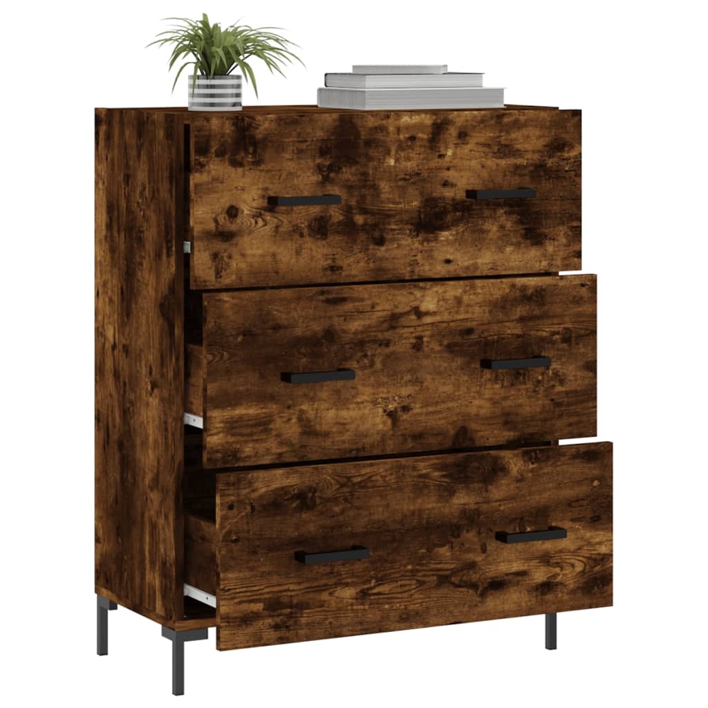 VidaXL Dressoir 69,5x34x90 cm bewerkt hout gerookt eikenkleurig