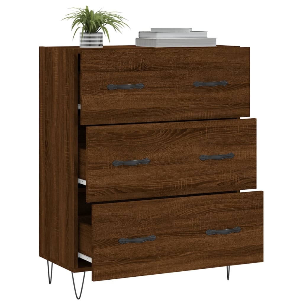 VidaXL Dressoir 69,5x34x90 cm bewerkt hout bruineikenkleurig