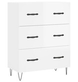 VidaXL Dressoir 69,5x34x90 cm bewerkt hout hoogglans wit