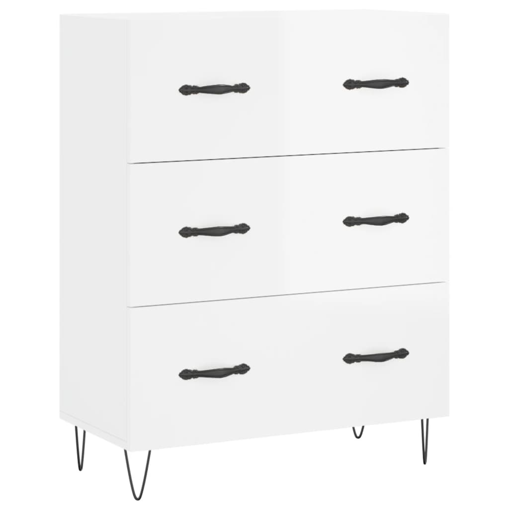 VidaXL Dressoir 69,5x34x90 cm bewerkt hout hoogglans wit