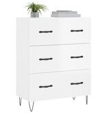 VidaXL Dressoir 69,5x34x90 cm bewerkt hout hoogglans wit