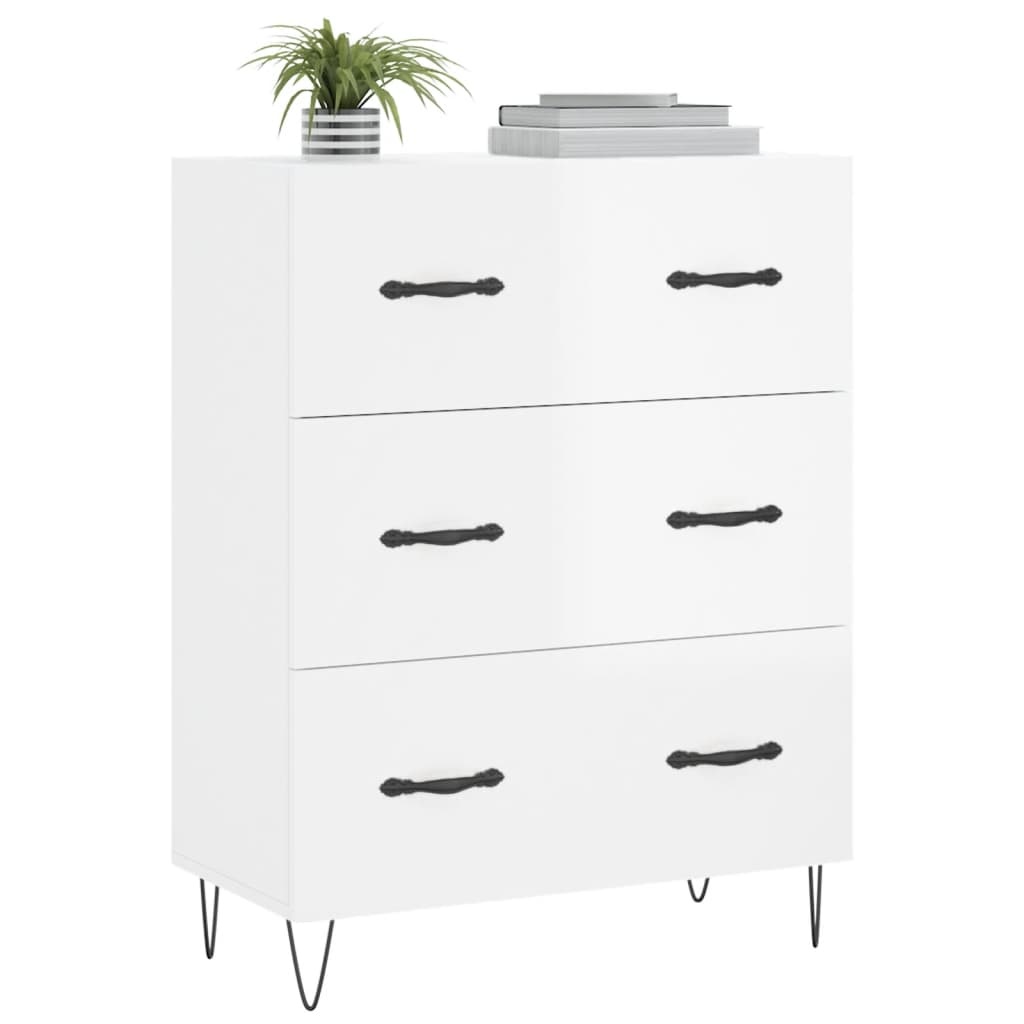 VidaXL Dressoir 69,5x34x90 cm bewerkt hout hoogglans wit