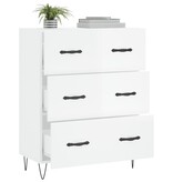VidaXL Dressoir 69,5x34x90 cm bewerkt hout hoogglans wit