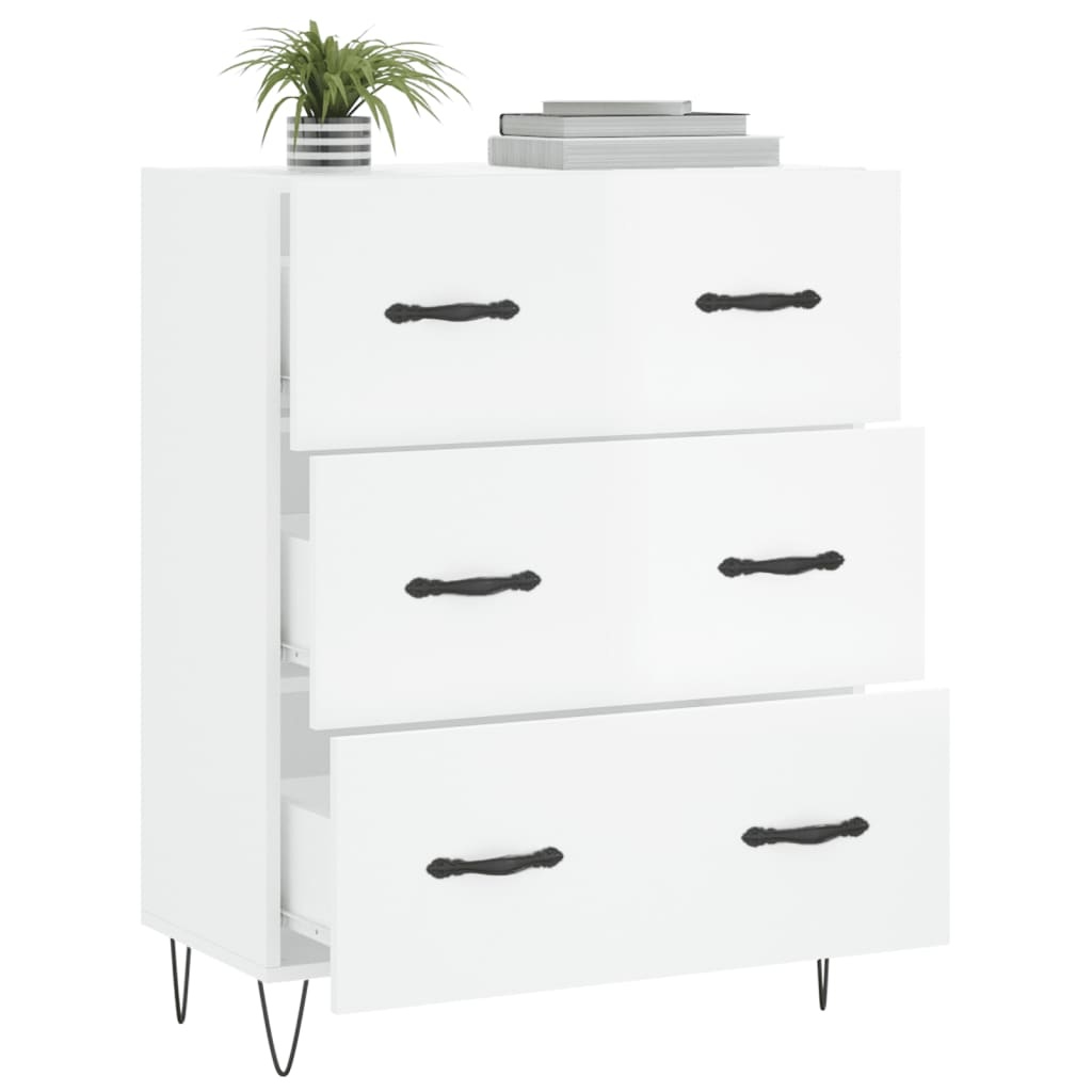 VidaXL Dressoir 69,5x34x90 cm bewerkt hout hoogglans wit