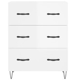 VidaXL Dressoir 69,5x34x90 cm bewerkt hout hoogglans wit