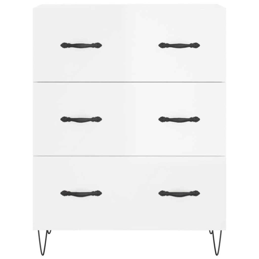 VidaXL Dressoir 69,5x34x90 cm bewerkt hout hoogglans wit