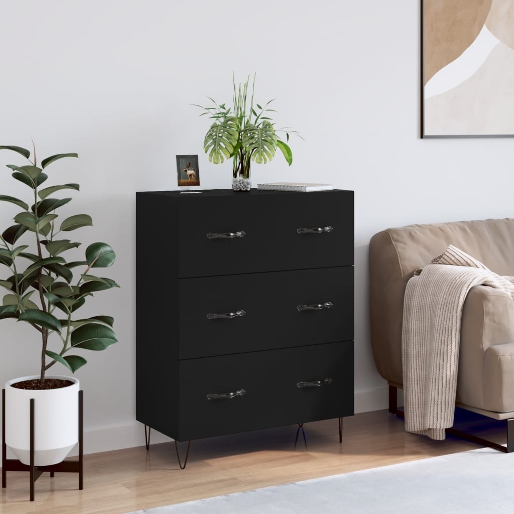 VidaXL Dressoir 69,5x34x90 cm bewerkt hout zwart