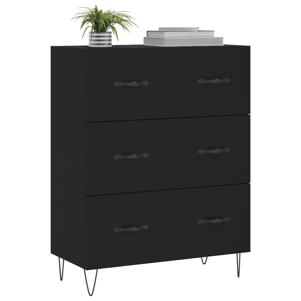 VidaXL Dressoir 69,5x34x90 cm bewerkt hout zwart