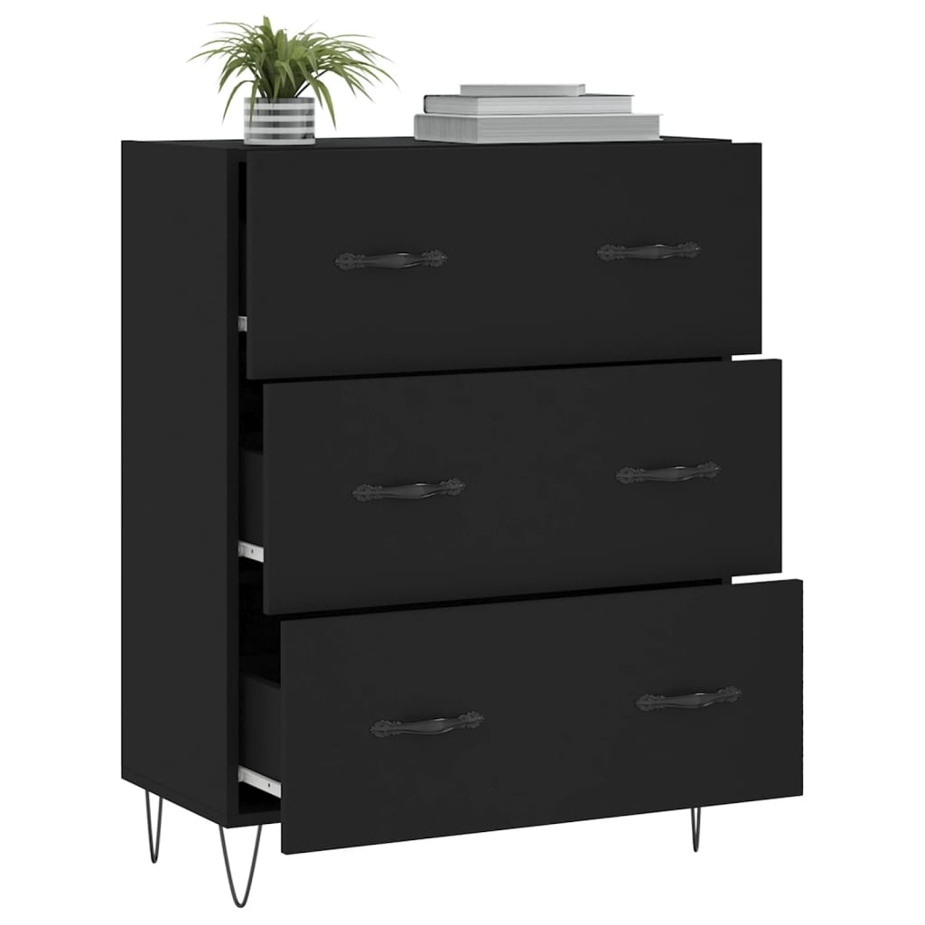 VidaXL Dressoir 69,5x34x90 cm bewerkt hout zwart