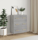 VidaXL Dressoir 69,5x34x90 cm bewerkt hout grijs sonoma eikenkleurig