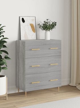 VidaXL Dressoir 69,5x34x90 cm bewerkt hout grijs sonoma eikenkleurig