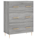 VidaXL Dressoir 69,5x34x90 cm bewerkt hout grijs sonoma eikenkleurig