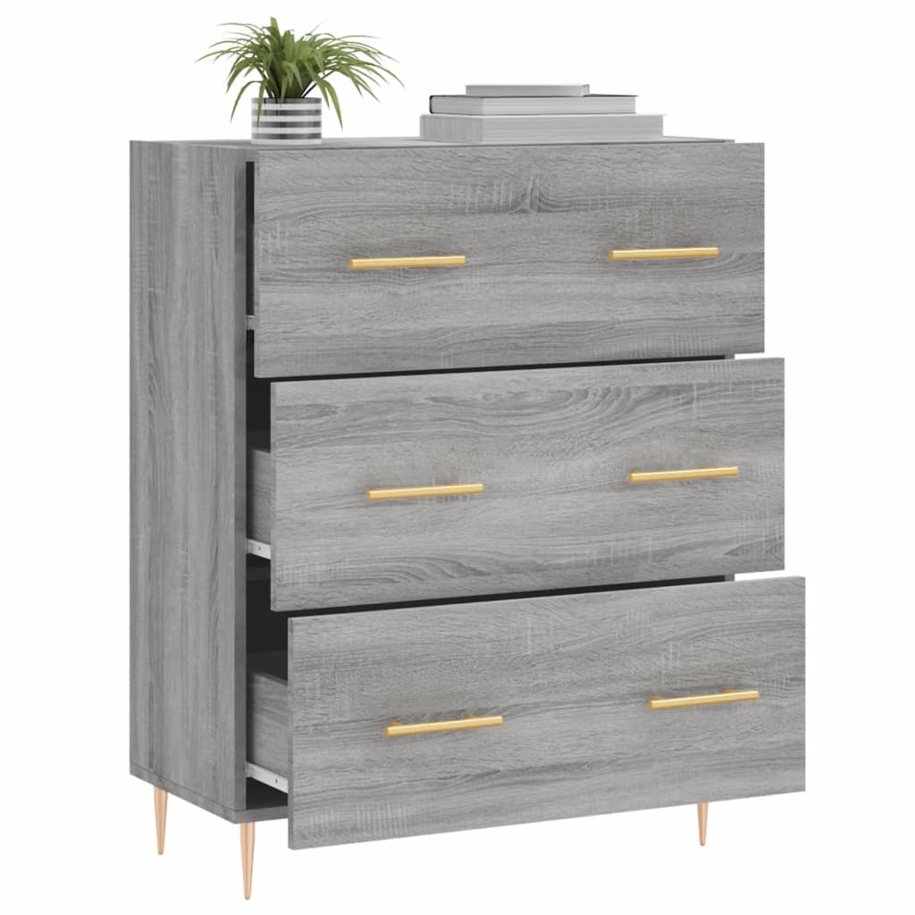 VidaXL Dressoir 69,5x34x90 cm bewerkt hout grijs sonoma eikenkleurig