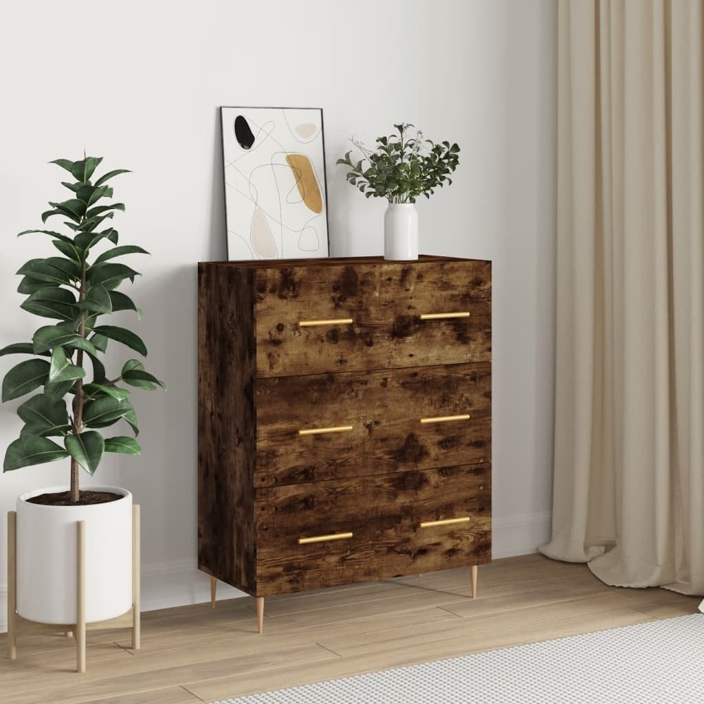 VidaXL Dressoir 69,5x34x90 cm bewerkt hout gerookt eikenkleurig