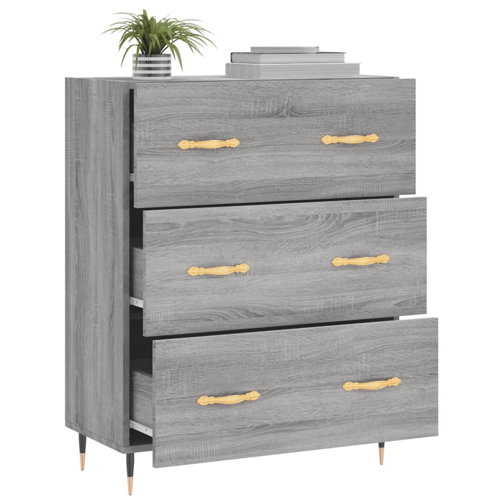 VidaXL Dressoir 69,5x34x90 cm bewerkt hout grijs sonoma eikenkleurig