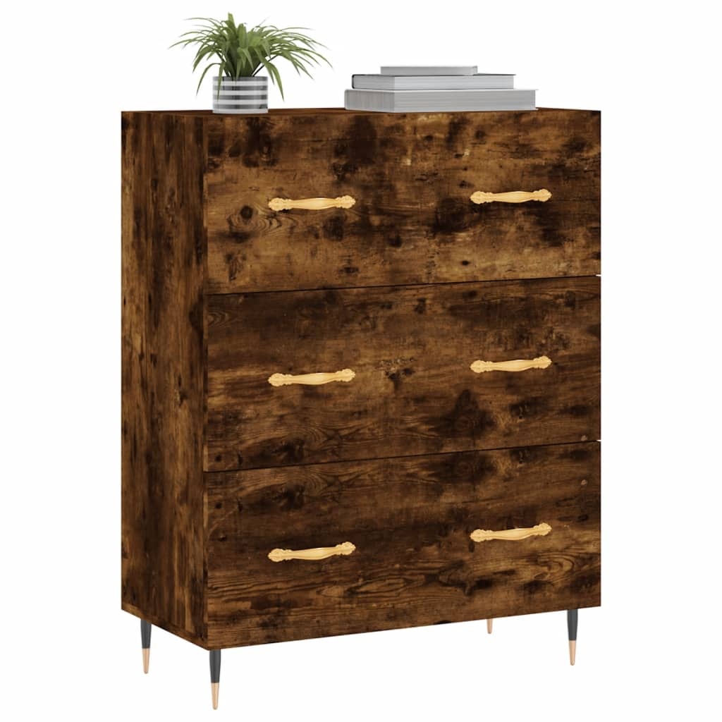 VidaXL Dressoir 69,5x34x90 cm bewerkt hout gerookt eikenkleurig