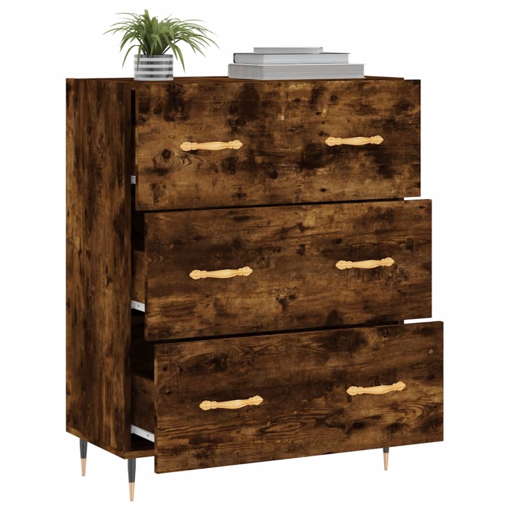 VidaXL Dressoir 69,5x34x90 cm bewerkt hout gerookt eikenkleurig
