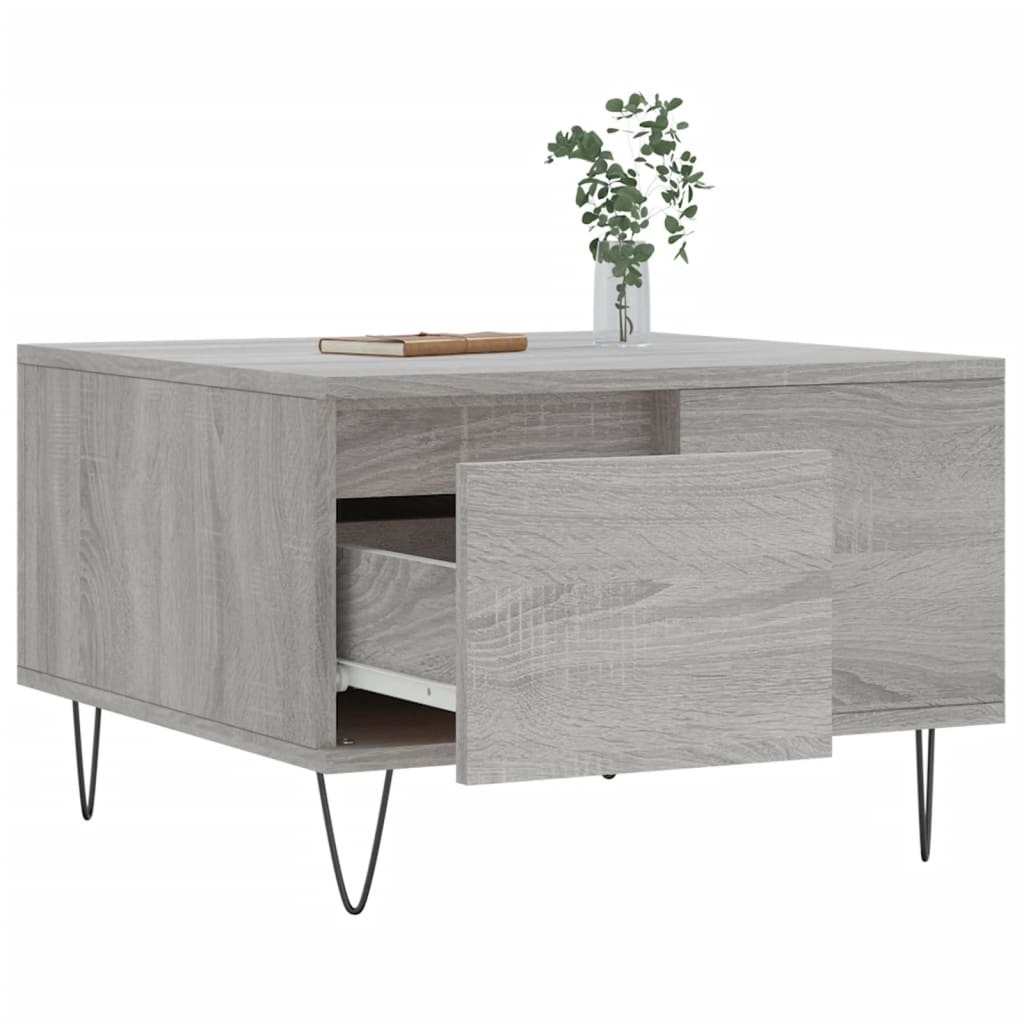 VidaXL Salontafel 55x55x36,5 cm bewerkt hout grijs sonoma eikenkleurig