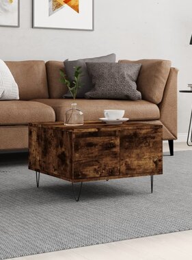 VidaXL Salontafel 55x55x36,5 cm bewerkt hout gerookt eikenkleurig