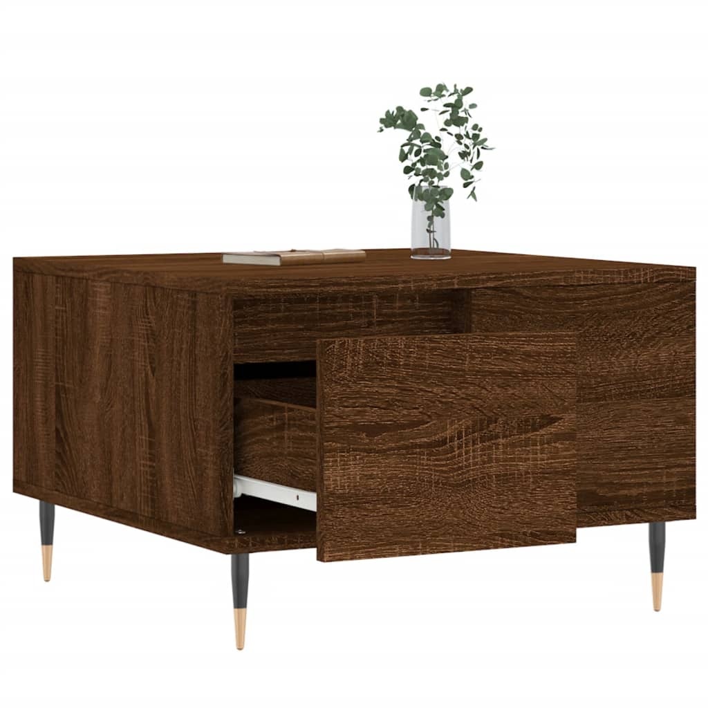 VidaXL Salontafel 55x55x36,5 cm bewerkt hout bruineikenkleurig