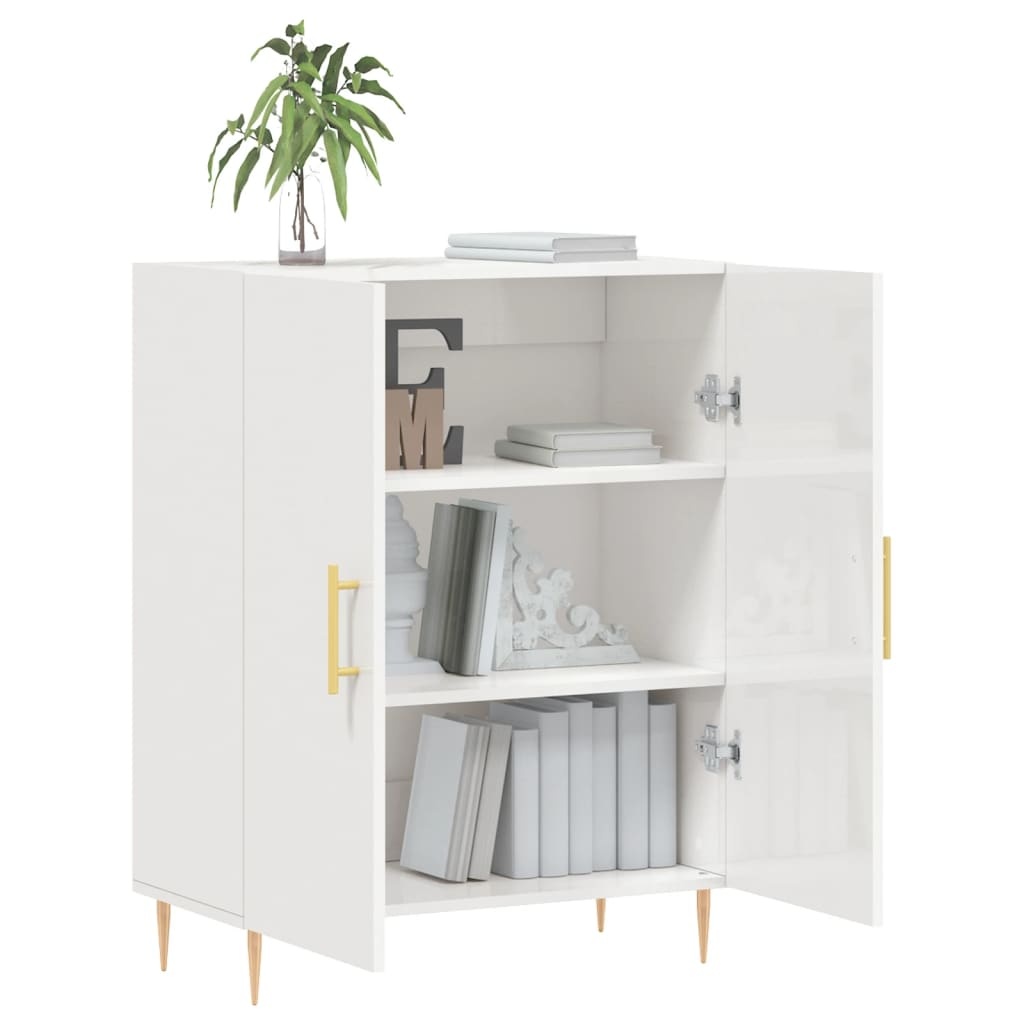 VidaXL Dressoir 69,5x34x90 cm bewerkt hout hoogglans wit