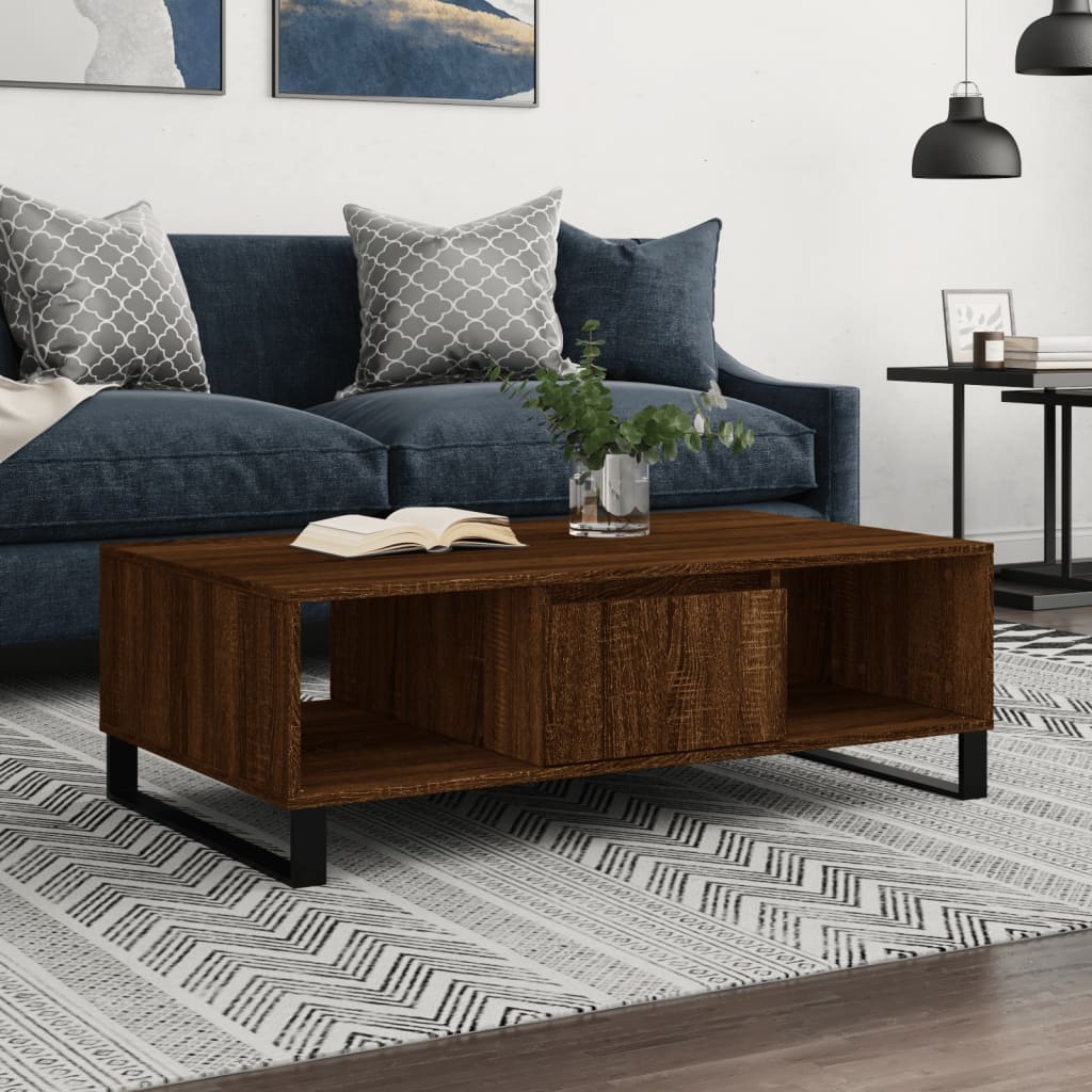 VidaXL Salontafel 104x60x35 cm bewerkt hout bruineiken