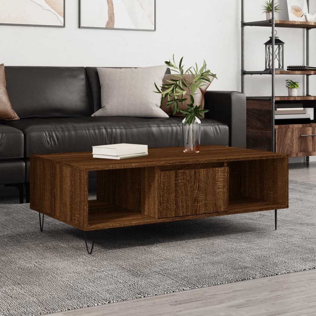 VidaXL Salontafel 104x60x35 cm bewerkt hout bruineiken