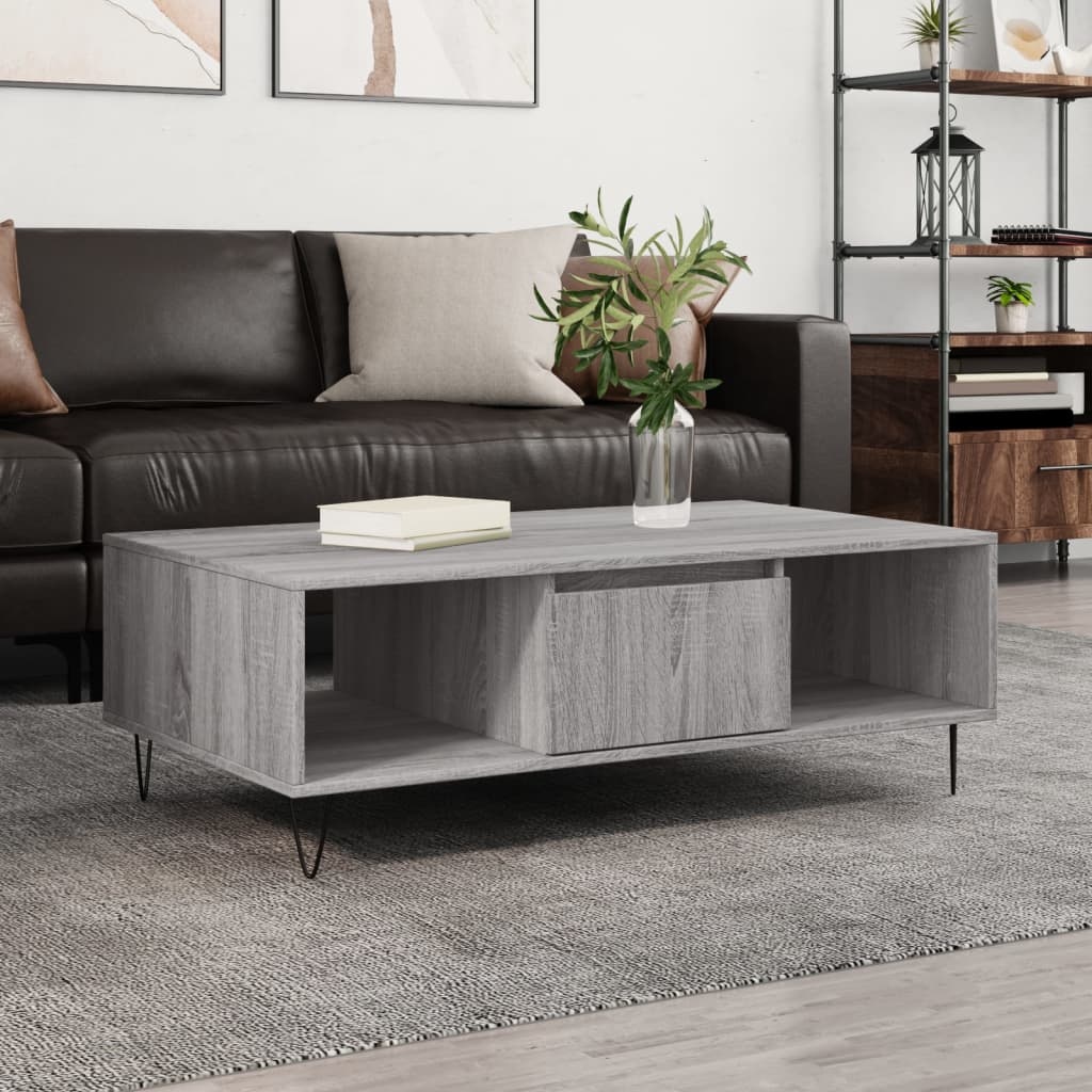 VidaXL Salontafel 104x60x35 cm bewerkt hout grijs sonoma