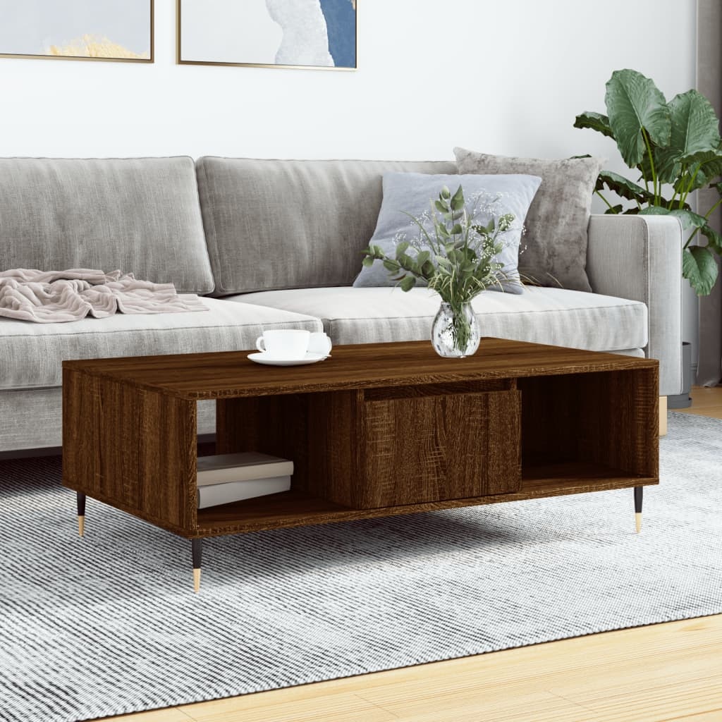 VidaXL Salontafel 104x60x35 cm bewerkt hout bruineiken
