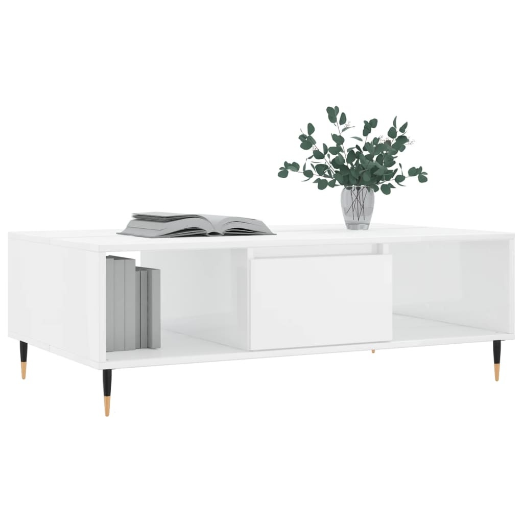 VidaXL Salontafel 104x60x35 cm bewerkt hout hoogglans wit