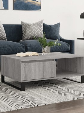 VidaXL Salontafel 90x60x35 cm bewerkt hout grijs sonoma eikenkleurig