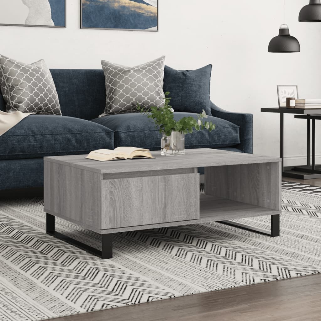 VidaXL Salontafel 90x60x35 cm bewerkt hout grijs sonoma eikenkleurig