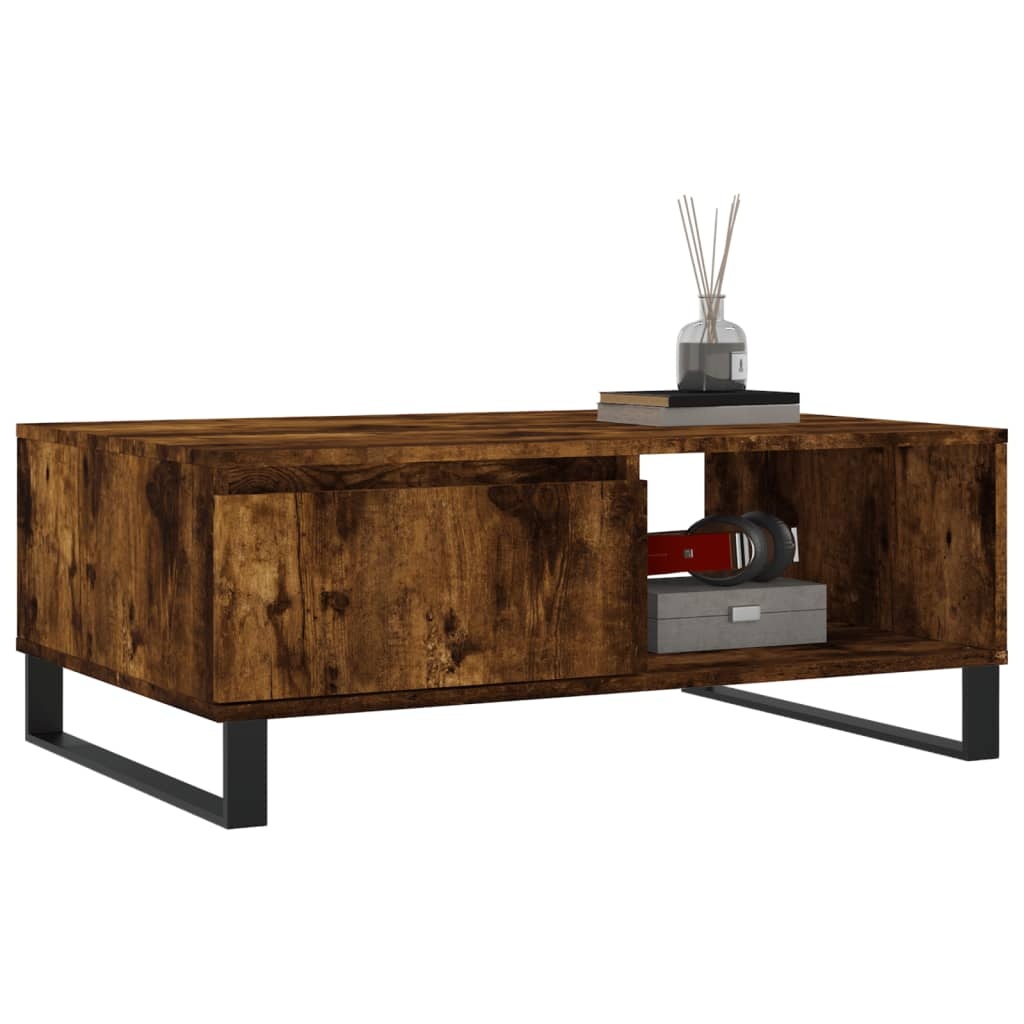 VidaXL Salontafel 90x60x35 cm bewerkt hout gerookt eikenkleurig