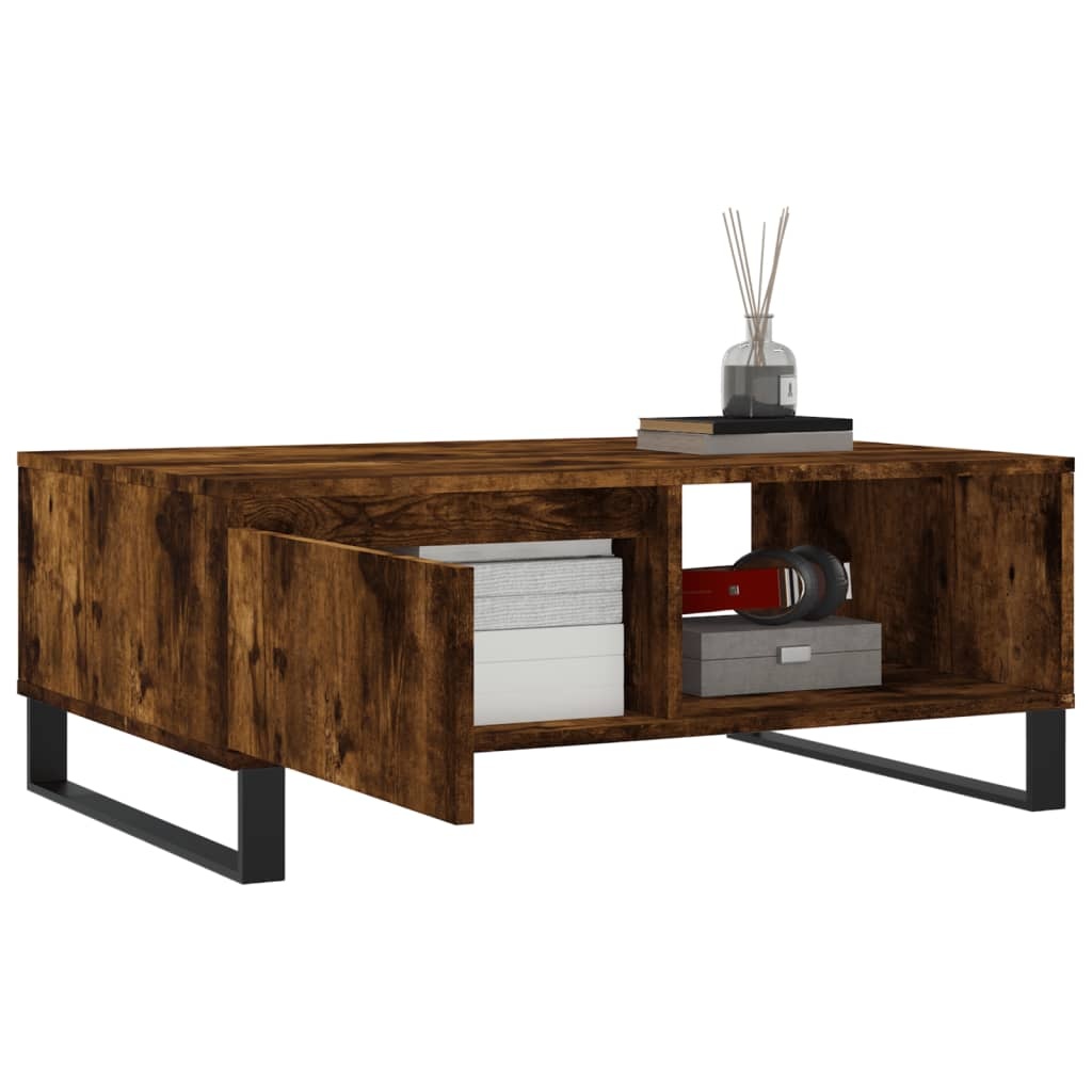 VidaXL Salontafel 90x60x35 cm bewerkt hout gerookt eikenkleurig