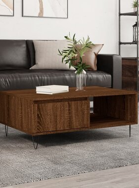 VidaXL Salontafel 90x60x35 cm bewerkt hout bruineikenkleurig