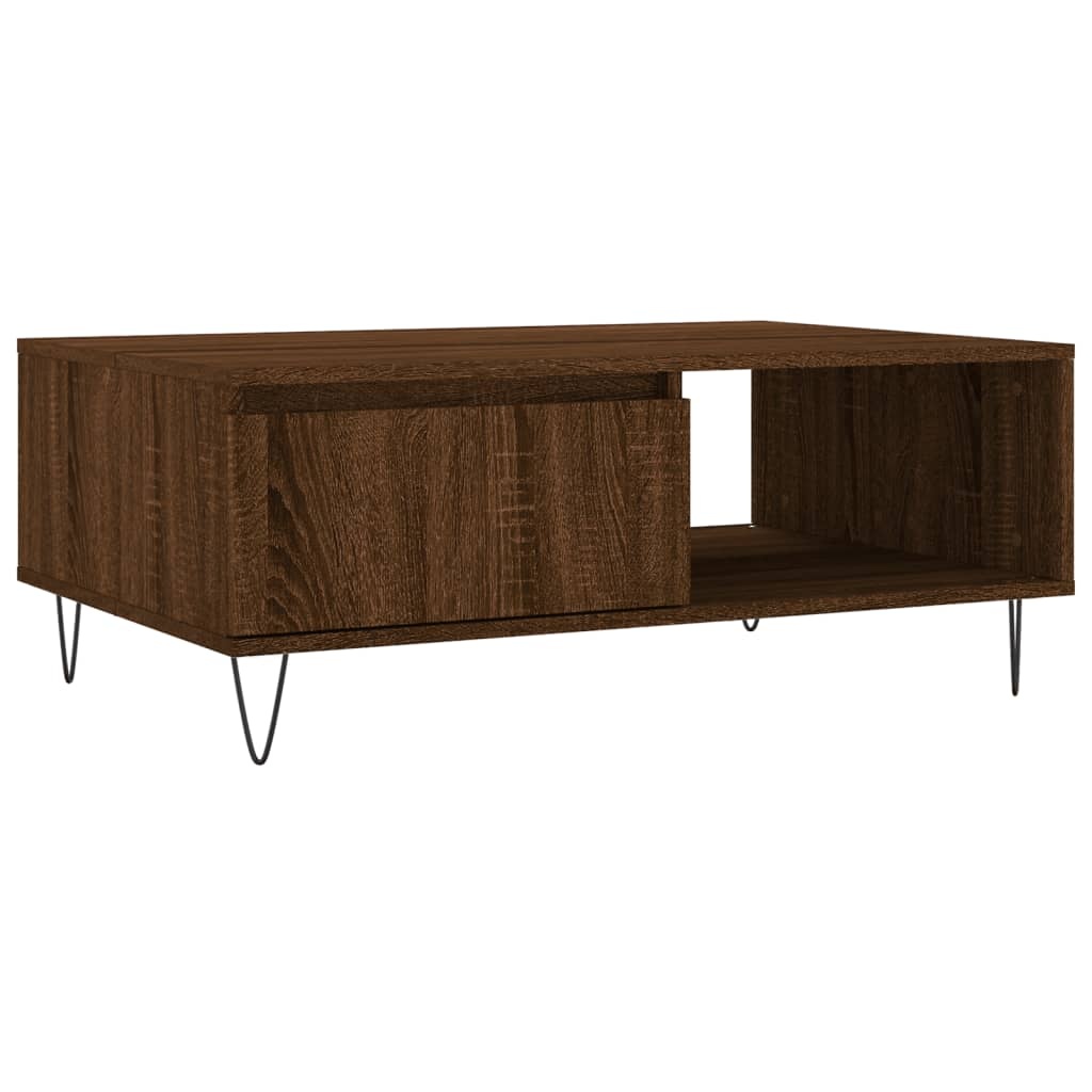 VidaXL Salontafel 90x60x35 cm bewerkt hout bruineikenkleurig